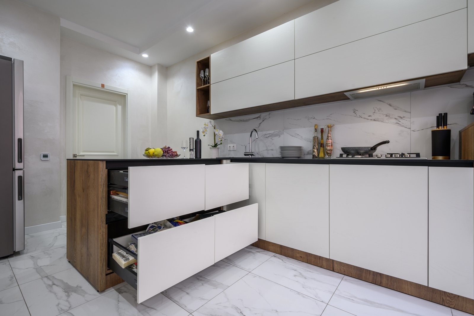 Modern white modular kitchen