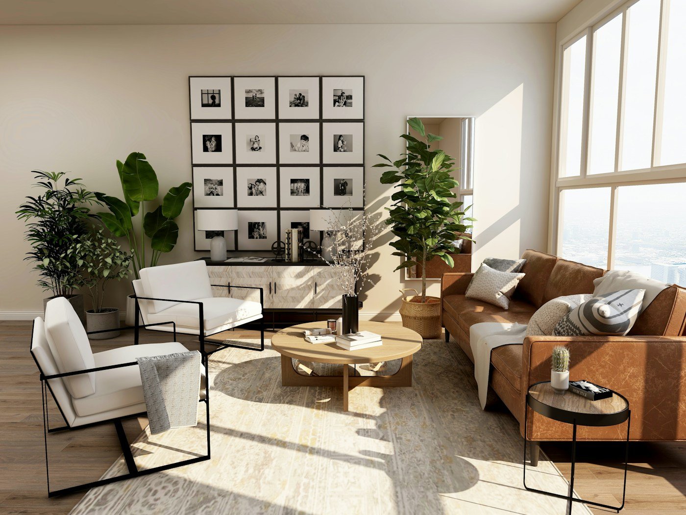 Luminous renovated living room in Dehradun